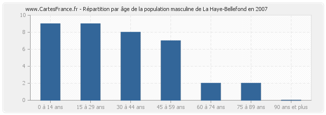 Répartition par âge de la population masculine de La Haye-Bellefond en 2007